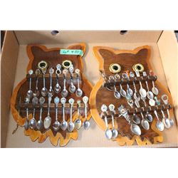 Collector Spoons on 3 Spoon Boards