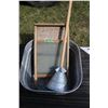 Image 1 : Galvanized Wash Tub, Winner Glass Wash Board & Clothes Plunger
