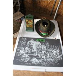 Cowboy Hat Bird House?, a Slate Picture and a Match Box Holder with Matches