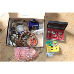 Box with Belts, Hair Curlers, Instant Camera & Men's Jewelry