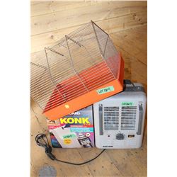 Electric Heater, a Bird Cage and Konk