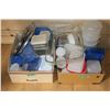 Image 1 : Two Boxes of Plastic Storage Containers, Tupperware and 1 Pyrex Baking Dish