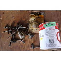 Tin of Chucks and Keys to Change Bits on Drills