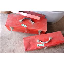 Two Metal Tool  Boxes (Red) with an Extra Tray