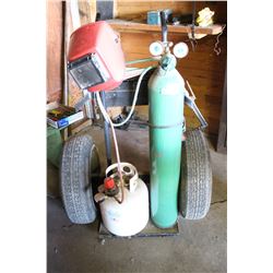 Welding Cart with Propane/Oxygen Cutting Torch and Helmet