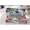 Image 1 : Metal Tool Box & Extra Tray with Binder/Swather Parts, Chain Break, and Chain Links