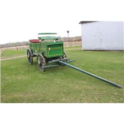 Horse Drawn Wagon (John Deere Colors) with Ground Driven McCormick Fertilizer Spreader