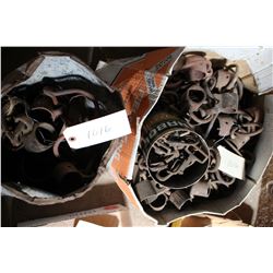 Bucket and a Box of Yoke Hardware; Double Tree Ends and a Box of Harness Snaps