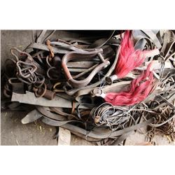Assortment of Leather Items and Stirrups