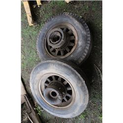 Wagon Wheels with Rubber Tires & Wooden Spokes