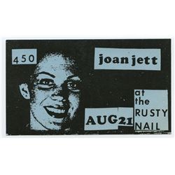 Original 1981 Unused Concert Ticket from Joan Jett's Concert at the RUSTY NAIL in Sunderland , MA>