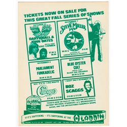 1977 Aladdin Hotel (Las Vegas) Concert Handbill for Hall & Oates / Blue Oyster Cult / Parliament Fun