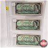 Image 1 : Canada $1 Bills 1967 - Sheet of 3 Varieties: S/N#FP8714460 & No S/N# & Replacement S/N#*BM1665925