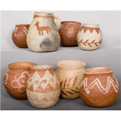 Eight smaller Tarahumara pots.