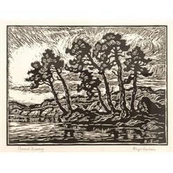 Birger Sandzen. Woodcut Print.