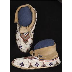 Sioux Beaded Hide Moccasins.