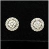 Image 1 : NEW 14k White Gold 1.06 ctw Round Brilliant Diamond Stud Earrings w/ Pave Halos