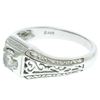 Image 5 : 14k White Gold Etched Open Filigree Work .51 ctw Diamond Solitaire Ring