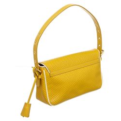 Prada Yellow Perforated Leather Shoulder Bag