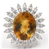 Image 1 : 9.00 ctw Madeira Citrine and Diamond Ring - 14KT White Gold