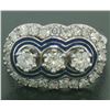 Image 2 : Vintage 18kt White Gold and Blue Enamel 1.15 ctw Diamond Ring