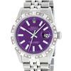 Image 1 : Rolex Mens Stainless Steel 36MM Purple Index Pyramid Diamond Datejust Wristwatch