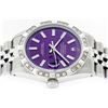 Image 8 : Rolex Mens Stainless Steel 36MM Purple Index Pyramid Diamond Datejust Wristwatch