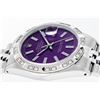 Image 9 : Rolex Mens Stainless Steel 36MM Purple Index Pyramid Diamond Datejust Wristwatch