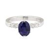 Image 2 : 2.07 ctw Sapphire and Diamond Ring - 14KT White Gold
