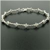 Image 5 : 18K White Gold 1.65 ctw Diamond Flower Cluster Twisted Wire Link Tennis Bracelet