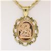Image 1 : 14K Yellow & Rose Gold Guardian Angel God Prayer Pendant 18" Rope Chain Necklace