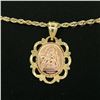 Image 2 : 14K Yellow & Rose Gold Guardian Angel God Prayer Pendant 18" Rope Chain Necklace