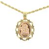 Image 3 : 14K Yellow & Rose Gold Guardian Angel God Prayer Pendant 18" Rope Chain Necklace
