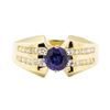 Image 2 : 1.47 ctw Blue Sapphire And Diamond Ring - 14KT Yellow Gold