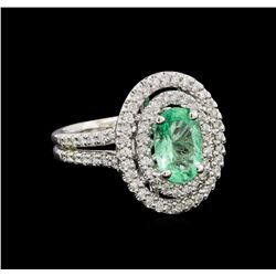 1.50 ctw Emerald and Diamond Ring - 14KT White Gold