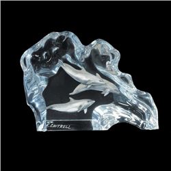 Kitty Cantrell, "Dolphin Wave" Mixed Media Lucite Sculpture with COA.