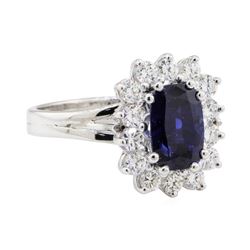 2.55 ctw Sapphire and Diamond Ring - 14KT White Gold