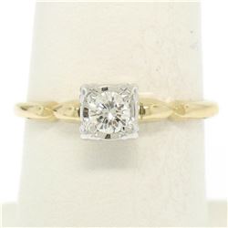 14K Yellow & White Gold Illusion Prong Set 0.25 ctw Diamond Solitaire Ring