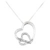 Image 1 : 1.00 ctw Diamond Double Heart Pendant with Chain - 14KT & 18KT White Gold