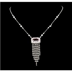 15.20 ctw Kunzite and Diamond Necklace - 18KT White Gold