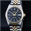 Image 1 : Rolex Mens 2 Tone 14K Black Tapestry Index 36MM Datejust Wristwatch