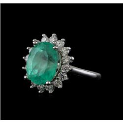 5.89 ctw Emerald and Diamond Ring - 14KT White Gold