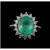 Image 2 : 5.89 ctw Emerald and Diamond Ring - 14KT White Gold