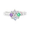 Image 2 : 0.50 ctw Multi-Color Gemstone and Diamond Ring - 14KT White Gold