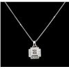 Image 1 : 0.55 ctw Diamond Pendant With Chain - 18KT White Gold