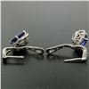 Image 6 : 14k White Gold 4.15 ctw Cushion Tanzanite Dangle Earrings w/ Pave Diamond Halos