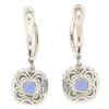 Image 7 : 14k White Gold 4.15 ctw Cushion Tanzanite Dangle Earrings w/ Pave Diamond Halos