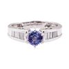 Image 2 : 1.05 ctw Blue Sapphire and Diamond Ring - 18KT White Gold