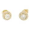 Image 2 : 14k Yellow Gold 1.12 ctw Round Brilliant Diamond Stud Earrings w/ Pave Halos