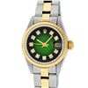 Image 2 : Rolex Ladies 2 Tone 14K Green Vignette Diamond 26MM Datejust Wristwatch